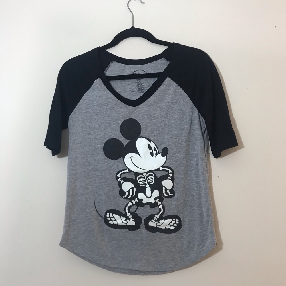 Disney Mickey Skeleton Baseball Tee - M